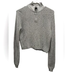 Brandy Melville Gray Ribbed Quarter Zip Sweater